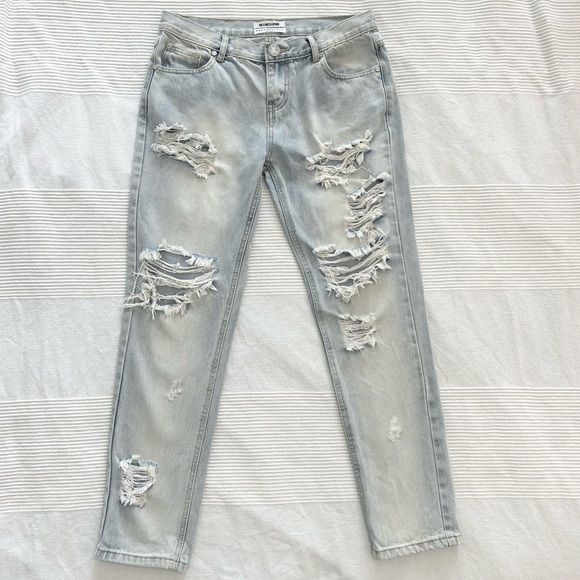 One Teaspoon Awesome Baggies Relaxed Distressed Tapered Rolled Jeans - Picture 12 of 16